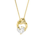 3 CT embracing hearts pear lab grown diamond pendant in 14K Yellow Gold