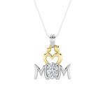1 CT mom oval lab grown diamond pendant in 14K Two-Tone Gold (White & Yellow)