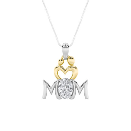 1 CT mom oval lab grown diamond pendant in 14K Two-Tone Gold (White & Yellow)