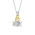 1 CT mom oval lab grown diamond pendant in 14K Two-Tone Gold (White & Yellow)