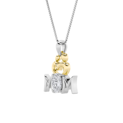 1 CT mom oval lab grown diamond pendant in 14K Two-Tone Gold (White & Yellow)