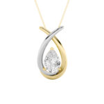 1.5 CT pear ribbon lab grown diamond pendant in 14K Two-Tone Gold (White & Yellow)