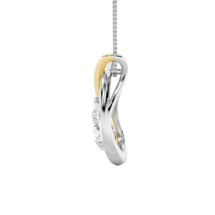 1.5 CT pear ribbon lab grown diamond pendant in 14K Two-Tone Gold (White & Yellow)
