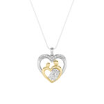 1 CT double heart oval lab grown diamond pendant in 14K Two-Tone Gold (White & Yellow)
