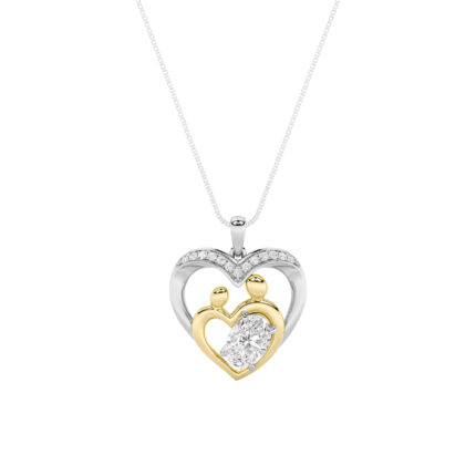 1 CT double heart oval lab grown diamond pendant in 14K Two-Tone Gold (White & Yellow)