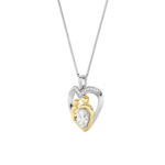 1 CT double heart oval lab grown diamond pendant in 14K Two-Tone Gold (White & Yellow)