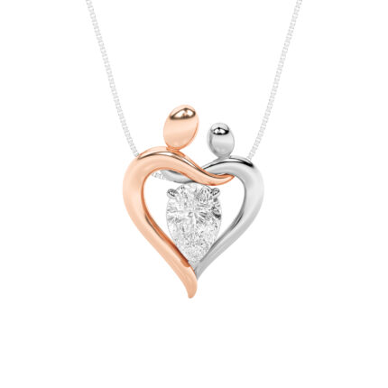 1.5 CT mother and child pear lab grown diamond pendant in 14K Two-Tone Gold (White & Rose)