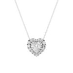 1.25 CT heart shape halo lab grown diamond pendant in 14K White Gold