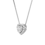 1.25 CT heart shape halo lab grown diamond pendant in 14K White Gold