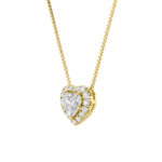 1.25 CT heart shape halo lab grown diamond pendant in 14K Yellow Gold