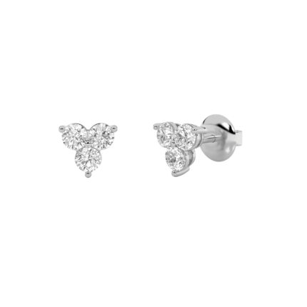 round trio lab grown diamond studs in 14K White Gold
