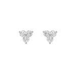round trio lab grown diamond studs in 14K White Gold