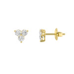 round trio lab grown diamond studs in 14K Yellow Gold