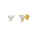round trio lab grown diamond studs in 14K Yellow Gold
