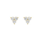 round trio lab grown diamond studs in 14K Yellow Gold