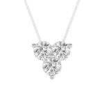 1 CT round three stone cluster lab grown diamond pendant in 14K White Gold