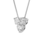 1 CT round three stone cluster lab grown diamond pendant in 14K White Gold