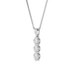 1 CT round three stone journey lab grown diamond pendant in 14K White Gold