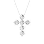 1.5 CT round bubble cross lab grown diamond pendant in 14K White Gold