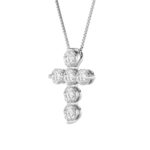 1.5 CT round bubble cross lab grown diamond pendant in 14K White Gold