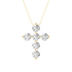 1.5 CT round bubble cross lab grown diamond pendant in 14K Yellow Gold