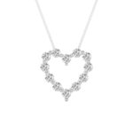 2 CT round diamond outline heart lab grown diamond pendant in 14K White Gold