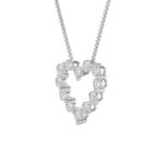 2 CT round diamond outline heart lab grown diamond pendant in 14K White Gold