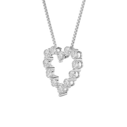 2 CT round diamond outline heart lab grown diamond pendant in 14K White Gold