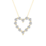 2 CT round diamond outline heart lab grown diamond pendant in 14K Yellow Gold