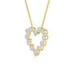 2 CT round diamond outline heart lab grown diamond pendant in 14K Yellow Gold