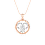 1 CT aries zodiac oval lab grown diamond pendant in 14K Two-Tone Gold (Rose & White)