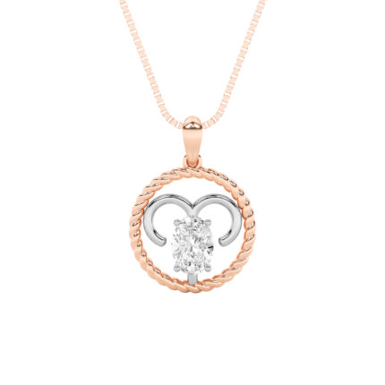 1 CT aries zodiac oval lab grown diamond pendant in 14K Two-Tone Gold (Rose & White)