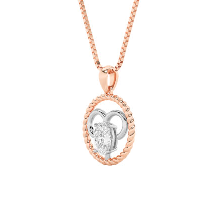 1 CT aries zodiac oval lab grown diamond pendant in 14K Two-Tone Gold (Rose & White)