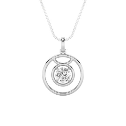 1 CT taurus zodiac round lab grown diamond pendant in 14K White Gold