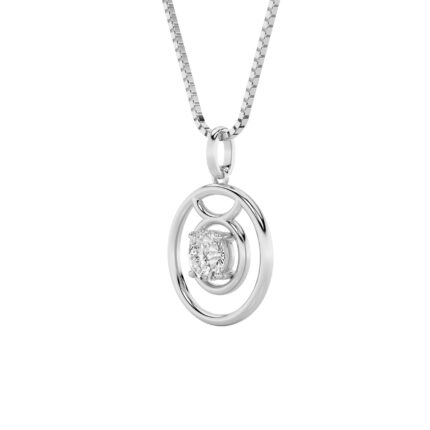 1 CT taurus zodiac round lab grown diamond pendant in 14K White Gold
