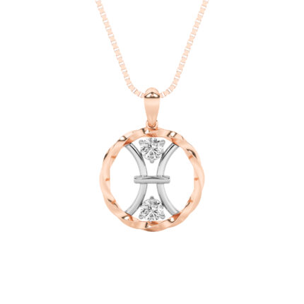 0.5 CT pisces zodiac round lab grown diamond pendant in 14K Two-Tone Gold (Rose & White)