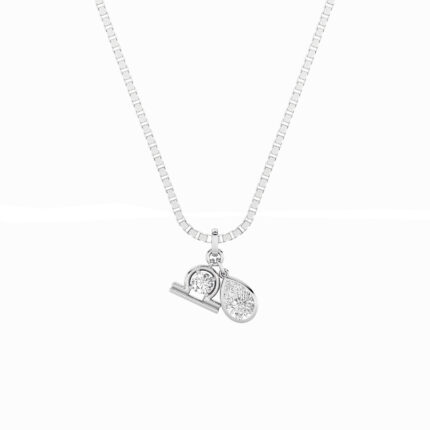1 CT zodiac charm and pear bezel lab grown diamond pendant in 14K White Gold