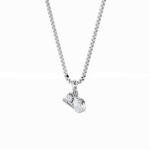 1 CT zodiac charm and pear bezel lab grown diamond pendant in 14K White Gold