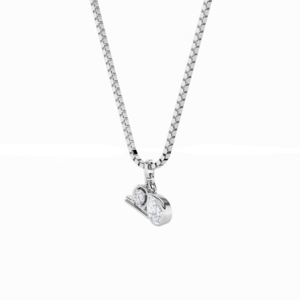1 CT zodiac charm and pear bezel lab grown diamond pendant in 14K White Gold