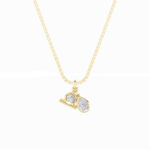 1 CT zodiac charm and pear bezel lab grown diamond pendant in 14K Yellow Gold