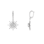 2ct Lab Grown Diamond Starburst Drop Earrings in 14K White Gold