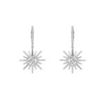 2ct Lab Grown Diamond Starburst Drop Earrings in 14K White Gold