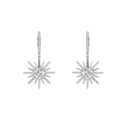 2ct Lab Grown Diamond Starburst Drop Earrings in 14K White Gold