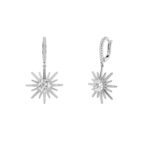 2ct Lab Grown Diamond Starburst Drop Earrings in 14K White Gold