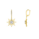 2ct Lab Grown Diamond Starburst Drop Earrings in 14K Yellow Gold