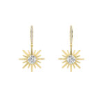 2ct Lab Grown Diamond Starburst Drop Earrings in 14K Yellow Gold