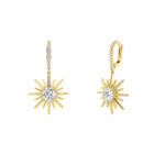 2ct Lab Grown Diamond Starburst Drop Earrings in 14K Yellow Gold