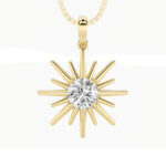 1.5 CT astralis sunburst round lab grown diamond pendant in 14K yellow gold