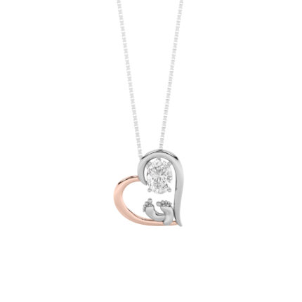 1 CT oval open heart lab grown diamond pendant in 14K Two-Tone Gold (White & Rose)
