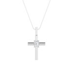 0.5 CT emerald cut solitaire bar cross lab grown diamond pendant in 14K White Gold